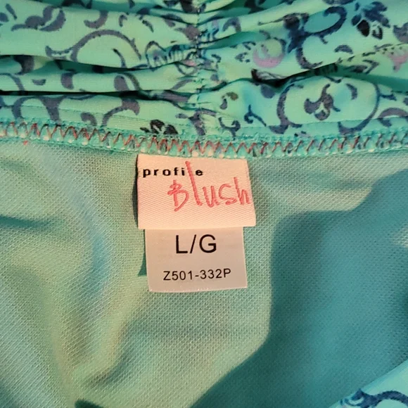 NWT Gottex Bikini Swimsuit Bathing Suit Swim Bottom Red Blue Floral L New - Picture 3 of 7